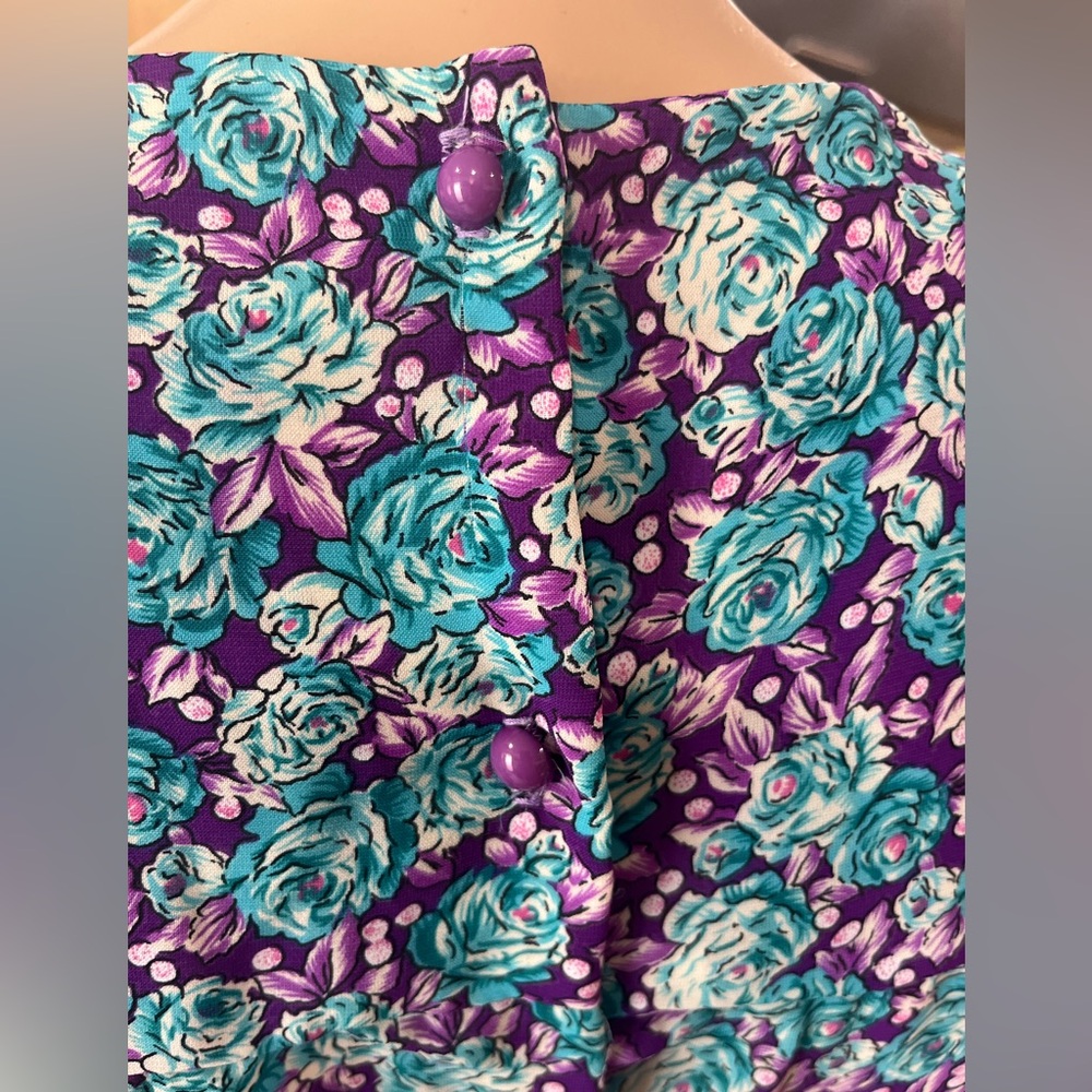 Cottagecore collegiate modesty accordion floral 80’s belted dress 7/8 - Picture 11 of 11